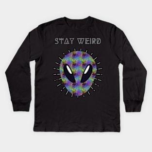 Stay Weird - Cosmic Alien Kids Long Sleeve T-Shirt